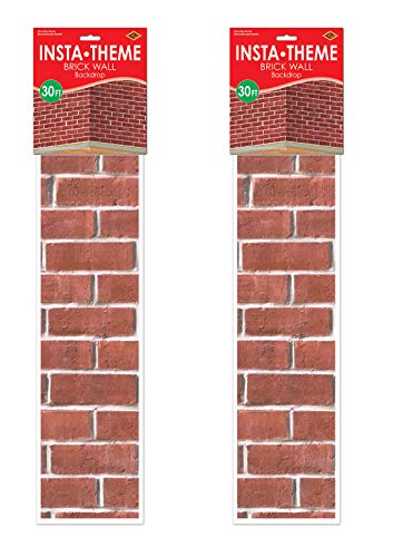 Christmas/Winter Brick Wall Backdrop 2-Pack - 4ft x 30ft Photo & Party Decorations
