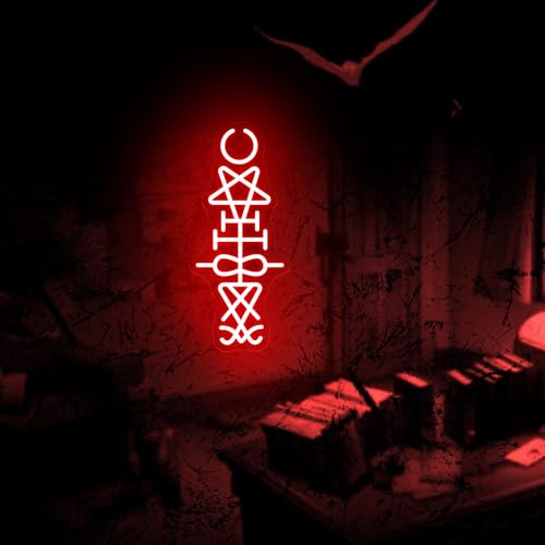 Lucifer Sigil Neon Sign for Gothic Room Occult Decor Halloween Wall Accent - Red LED