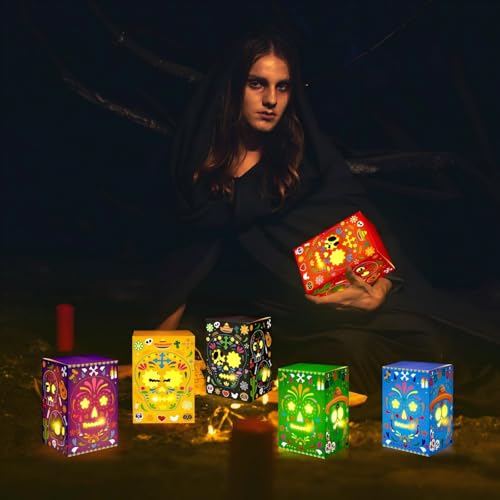 36PCS Day of The Dead Sugar Skull Candle Holders Gift Boxes - Dia De Los Muertos Decor