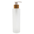ericotry 1PCS Empty Refillable Frosted Glass Pump Bottle with Bamboo Pump Head Toiletries Storage Containers for Bath Shower Shampoo Hair-Conditioner Cleanser (150ml/5oz)