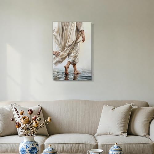 Jesus Walking Canvas Wall Art - 24"L x 16"W 3D Religious Christian Decor