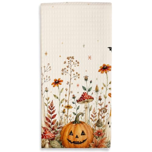 Halloween Kitchen Towel - Mushroom Decorative Dish Hand Towel 16x24 Inches