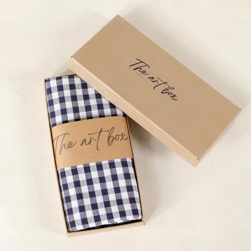 Halloween Check Plaid Table Runner - Linen Blend, 14x108 Inch, Blue and White - The Art Box