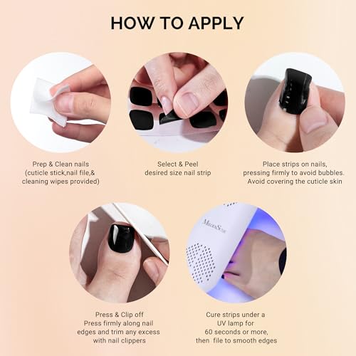 Semi Cured Gel Toe Nail Strips Nude Pink - 32Pcs for UV/LED Pedicure
