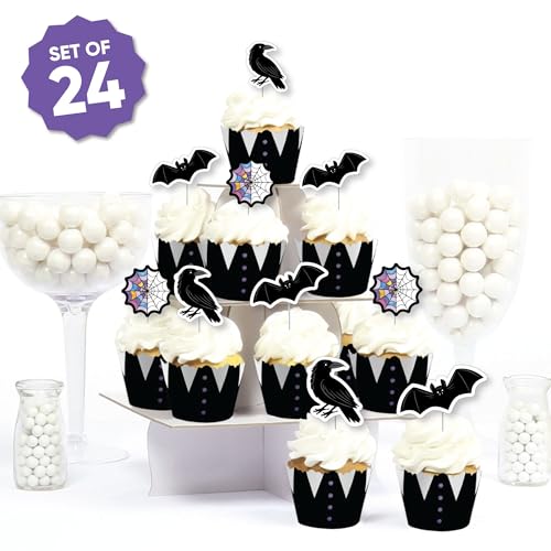 Goth Girl Cupcake Decoration Kit - Halloween or Gothic Party Supplies Set of 24