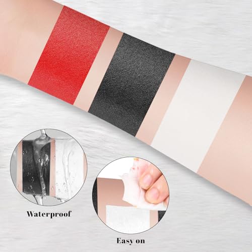 Halloween Body Paint Palette - Black, Red, White Oil-Based Makeup Set for Cosplay & Special Effects