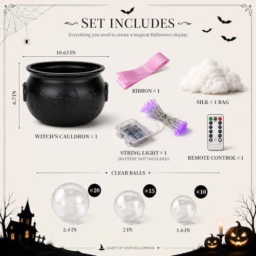 Purple Bubbles Cauldron Halloween Indoor Decoration DIY Set - Witches Cauldron Pot