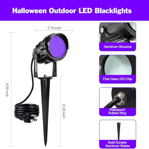 Outdoor LED Blacklight Spotlight 15W Waterproof Landscape Lighting for Halloween Parties