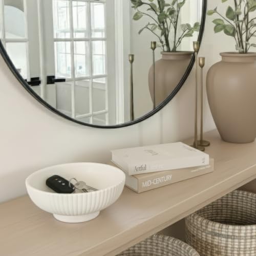 Decorative Concrete Fruit Bowl - Large Gray Key Bowl for Kitchen or Table - Handcrafted Modern Design