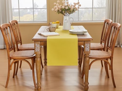 Yellow Table Runner 16x55 Inches - Autumn Waterproof Farmhouse Decor