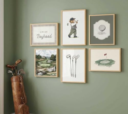 Golf Bear Nursery Wall Art Set - Vintage Baby Animal Sports Prints, 12x16in, Unframed - Variation: Golf Bear Poster 16L"x12W"