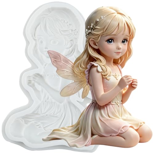 Kneeling Fairy Silicone Mold Forest Elf Girl Cake Decorating Mold - Style J