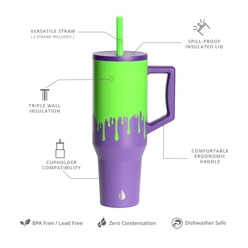 Elemental 40oz Spill Proof Insulated Travel Mug with Handle & Straw - Poison Drip Variation