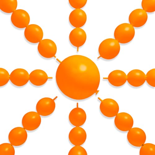 PartyWoo Orange Linking Balloons 6 Inch 100pcs for Party Decorations - Variation Y9