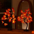 2 Pack 20-Inch Lighted Artificial Maple Trees for Fall & Thanksgiving Decor - Battery & USB Operated