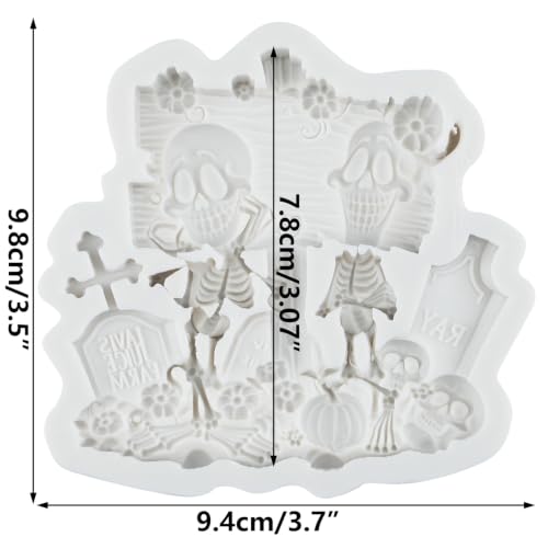 Halloween Skeleton Tombstone Fondant Mold - Skeleton Style T Silicone Cake Decor