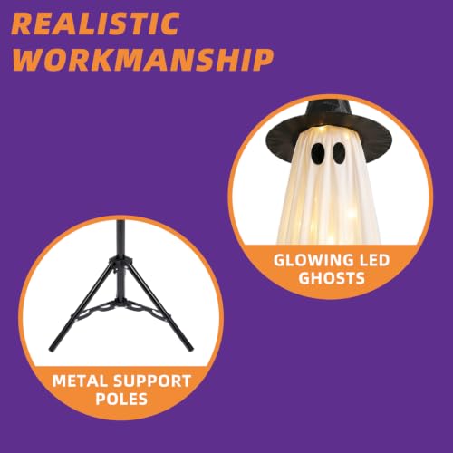 Lighted Ghost Halloween Decorations Set - Indoor & Outdoor Spooky Yard Decor