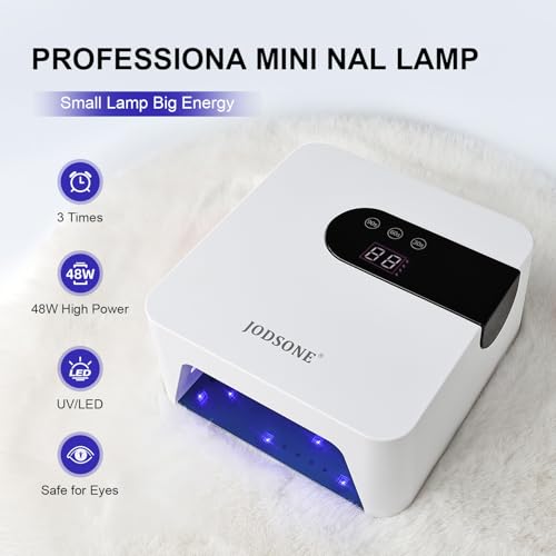 JODSONE UV Nail Lamp Rechargeable Portable with LCD Display & 3 Timers - White H10-2