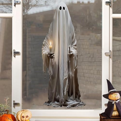 Halloween Window Clings for Glass - Ghost Spooky Decals, Reusable, Style 18
