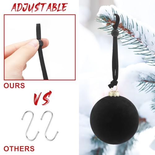 Christmas Ornament Hooks Set - Adjustable Black Decorative Hangers, 24 Pcs