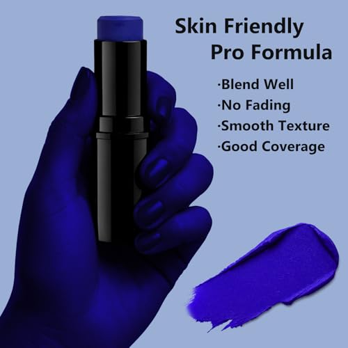 Blue Oil-Based Face and Body Paint Stick for Halloween Makeup - Safe & Waterproof