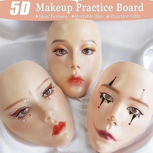 Bright Silicone Makeup Practice Face Board with Kit - Mannequin for Beginners & Professionals