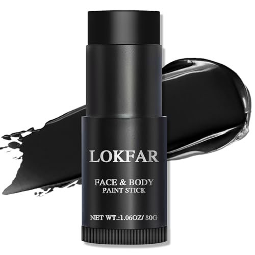 LOKFAR Black Face & Body Paint Stick for Halloween & Cosplay - Waterproof Full Coverage
