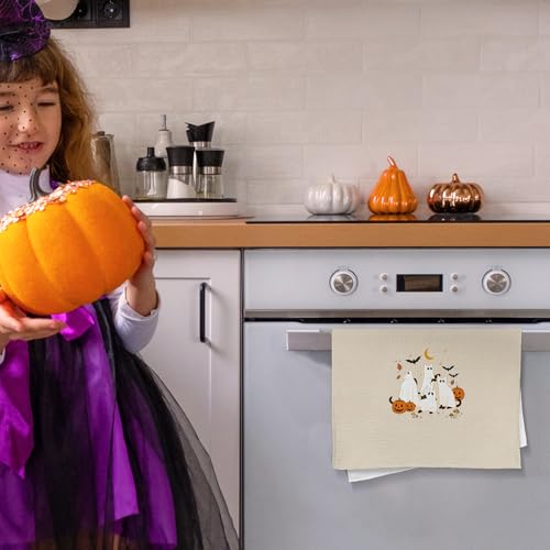 Halloween Black Cat Kitchen Towels - Fall Decor Hand Towels Set of 2