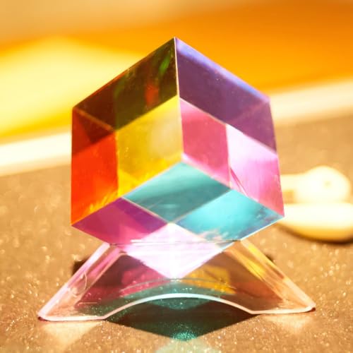 CMY Color Cube with Stand - 50mm Acrylic Optical Prism for Visual Art & Photography