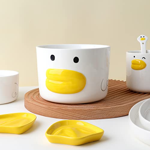 Large Salad Bowl 5.8 Inch Duck-Shaped Ceramic Noodle Mixing Bowl - 40oz