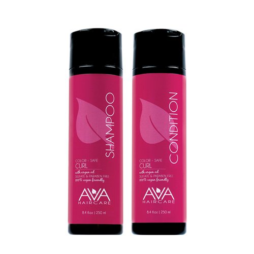 Ava Haircare - Curl Shampoo And Conditioner - Vegan, Sulphate Free, Paraben Free, Cruelty Free - Argan Oil Shampoo and Conditioner (Set of 2, 8.4oz Each)