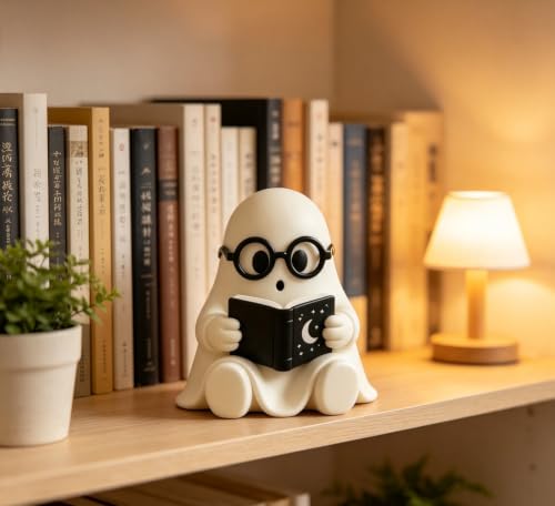 Halloween Reading Ghost Figurines - Sytle3 Small Desk Decor, Ghost Home Office Gift