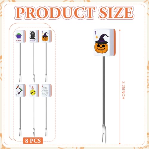 Halloween Mahjong Cocktail Picks - 6 Pcs Stainless Steel Drink Garnishes - Style: Halloween