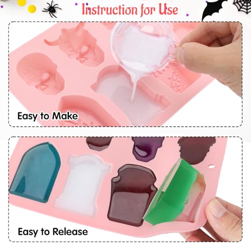 Silicone Skull and Brain Ice Cube Trays 2PCS Halloween Pirate Set Pink & Gray