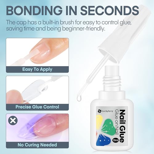 Strong Nail Glue - 10ML, Fast-Drying, Long-Lasting Adhesive for Fake Nails & Decor - Luckyfairy