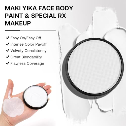 White Face Body Paint for Halloween Makeup - Goth Black & White - Variation 01 White