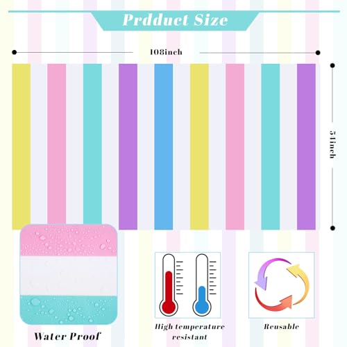 Rainbow Horizontal Striped Tablecloth 3 Pack - Pastel Party Cover, 54x108 Inch Variation of THIS listing
