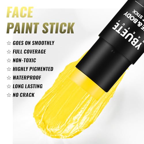 Oil Based Face Body Paint Stick - Halloween Cosplay Makeup - Yellow - YBUETE