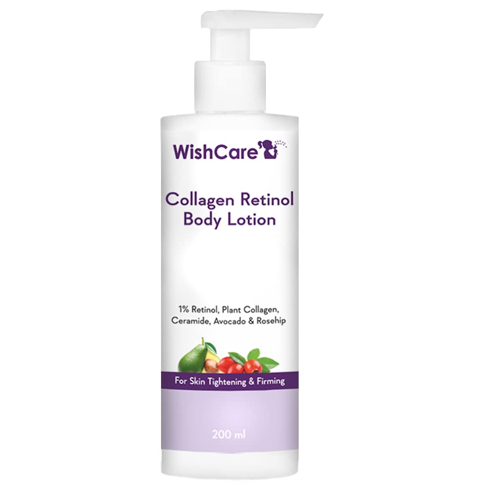 WishCare Collagen 1% Retinol Body Lotion - for Skin Tightening & Firming - with Niacinamide, Ceramide, Rosehip & Avocado - for Men & Women - 200 Ml