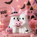 Pink Halloween Ghost Figurine - Resin Decor with Pumpkin & Witch Hat - Variation: Ghost