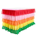 Pastel Rainbow Tulle Table Skirt 5-Layer Chiffon Ruffle 6FT 9FT for Rectangle & Round Tables