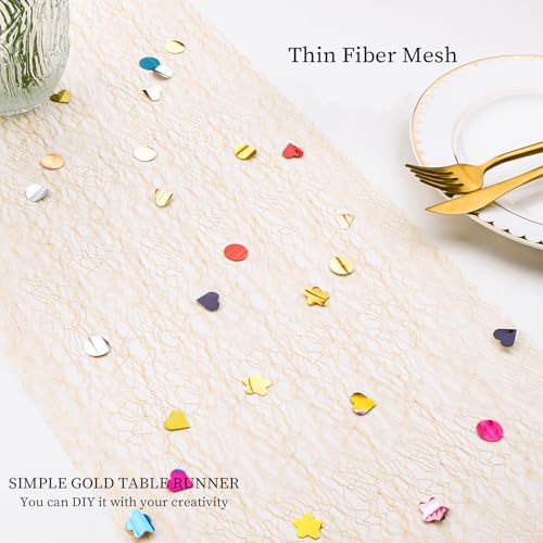 Gold Mesh Table Runner 11x106 Inches - 2 Pcs Thin Elegant Decor Variation of THIS listing