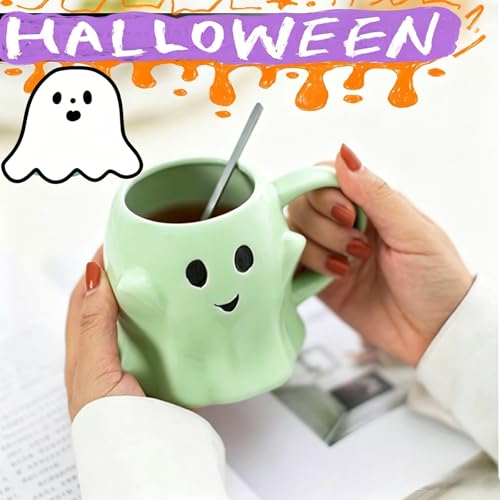 Green Halloween Ghost Mug 3D Ceramic Coffee Cup Novelty Drinkware