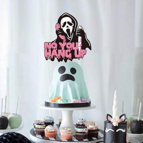 Pink Horror Ghost Cake Topper Halloween Decorations for Themed Parties