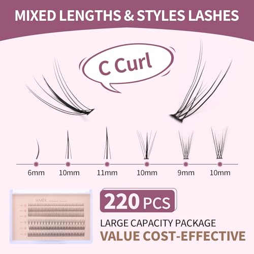 4 Types Eyelash Clusters Pack - 220 Pcs Natural Fairy & Manga Styles 6-11mm DIY Eyelash Extensions