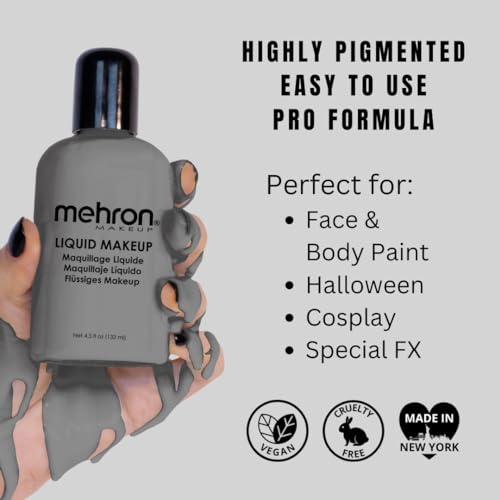 Liquid Body & Face Paint - Monster Grey, 4.5 Fl Oz - Professional Makeup