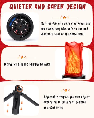 15in Long Fake Fire LED Flame Light USB Rechargeable Portable Campfire Decor