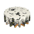 Halloween Round Tablecloth 60 Inch Witch Spiderweb Pumpkin Design Water-Resistant Decor