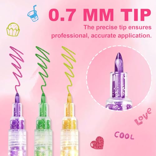 12 Colors Nail Art Pen Set with Fine Tip for Precise DIY Manicure & Crafts