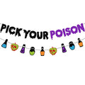 Halloween Glittery Banner Set - Pick Your Poison & Spooky Signs Decorations
